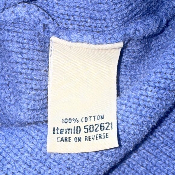 L.L. Bean Womens Cable Knit Turtleneck Sweater Small Blue 100% Cotton Comfort - Picture 4 of 5